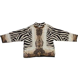 Sugar Street Weavers Vtg Cotton Safari Zebra Print Blazer Jacket 1 Plus